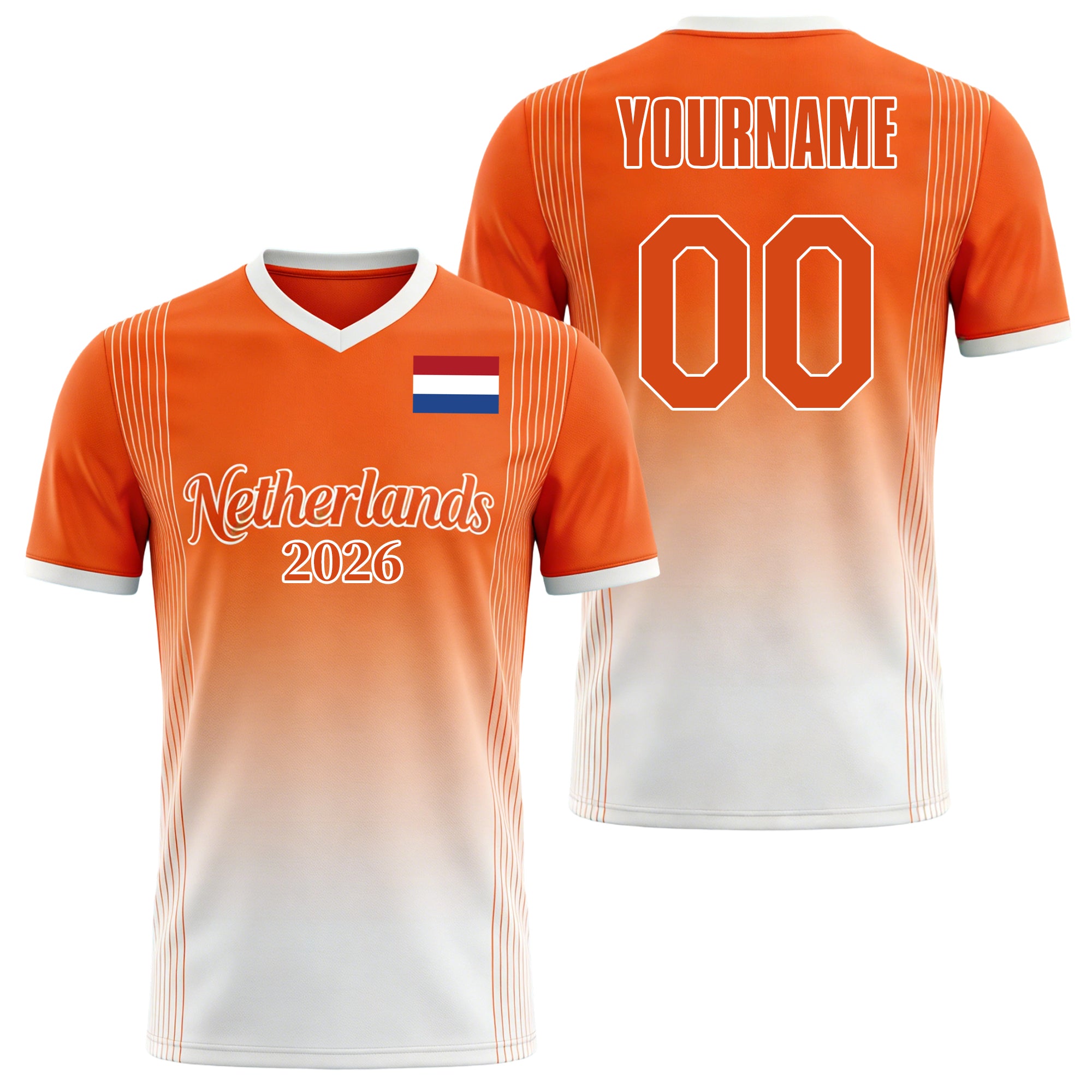 Custom Netherlands Soccer Jersey – Personalized Name & Number Football Shirt:2026 Cup Kids Youths Mens Womens Fans