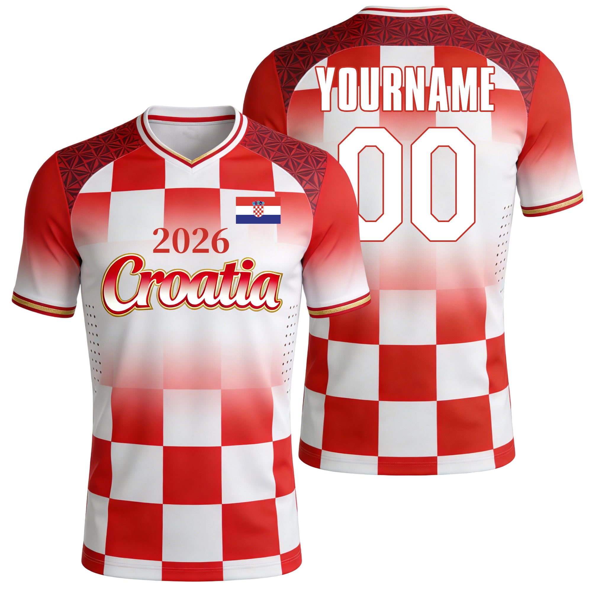 Custom Croatia Soccer Jersey – Personalized Name & Number Football Shirt:2026 Cup Kids Youths Mens Womens Fans