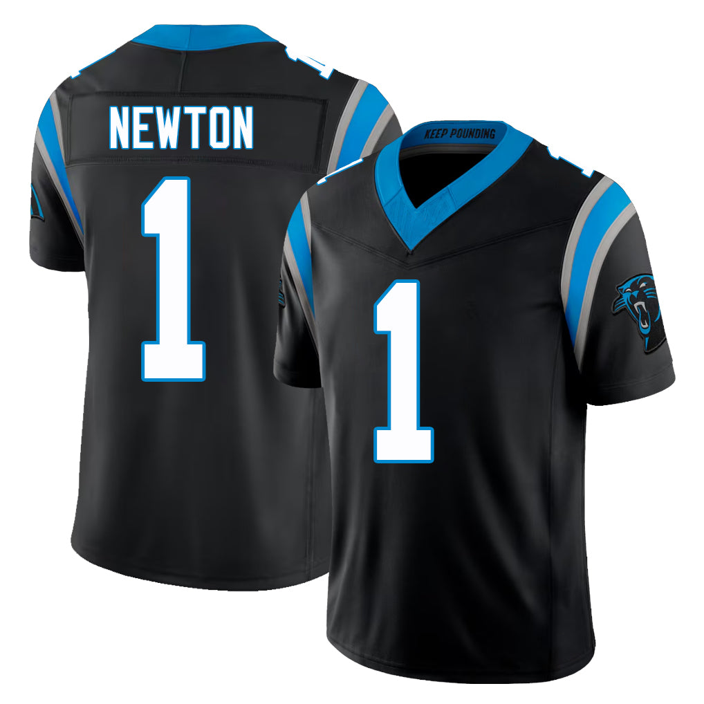 Carolina #1 Newton Player Football V Neck Short Sleeve Black Jersey Cam For Men Youth Women Gift
