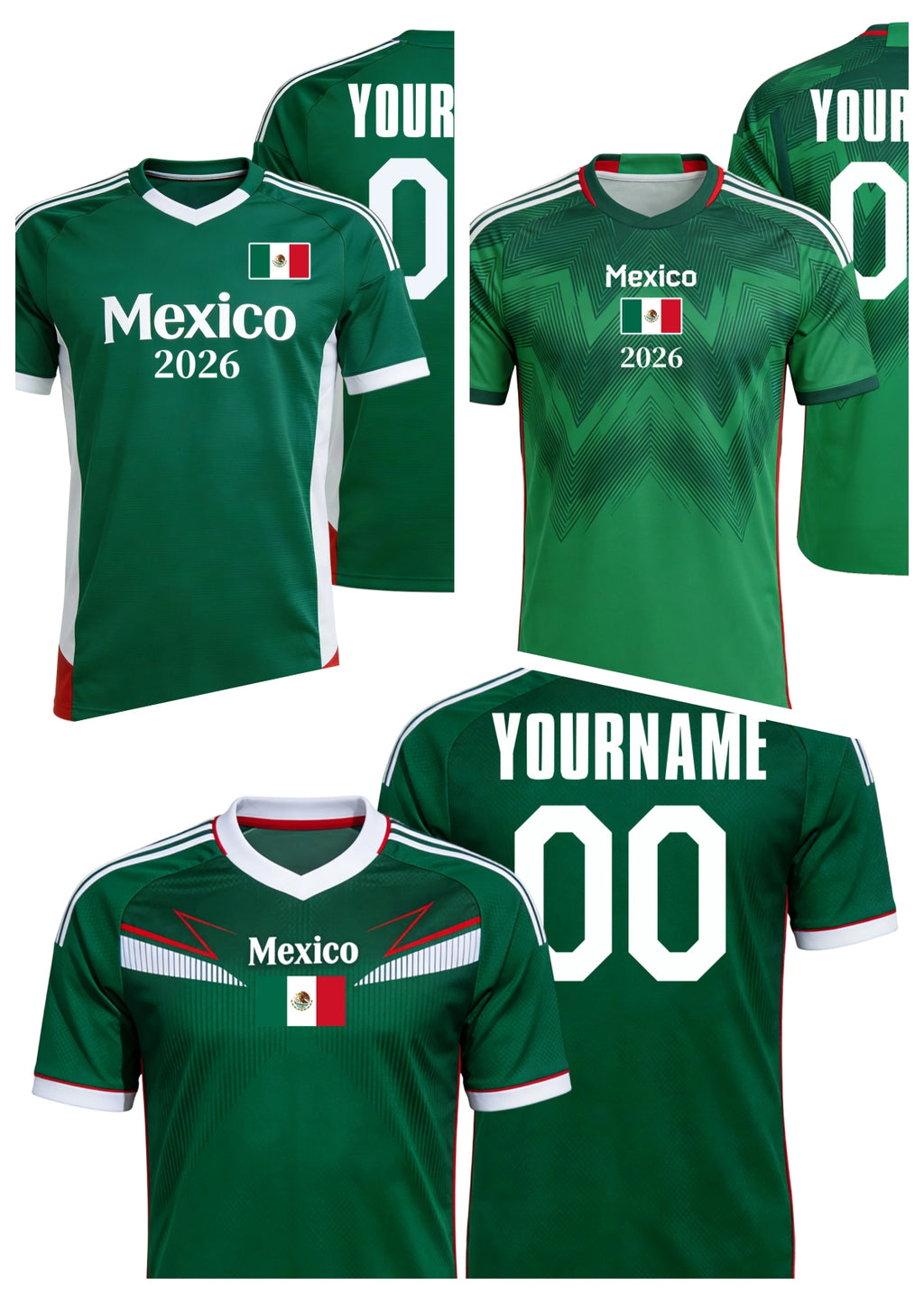 Custom Mexico Soccer Jersey – Personalized Name & Number Football Shirt:2026 Cup Kids Youths Mens Womens Fans