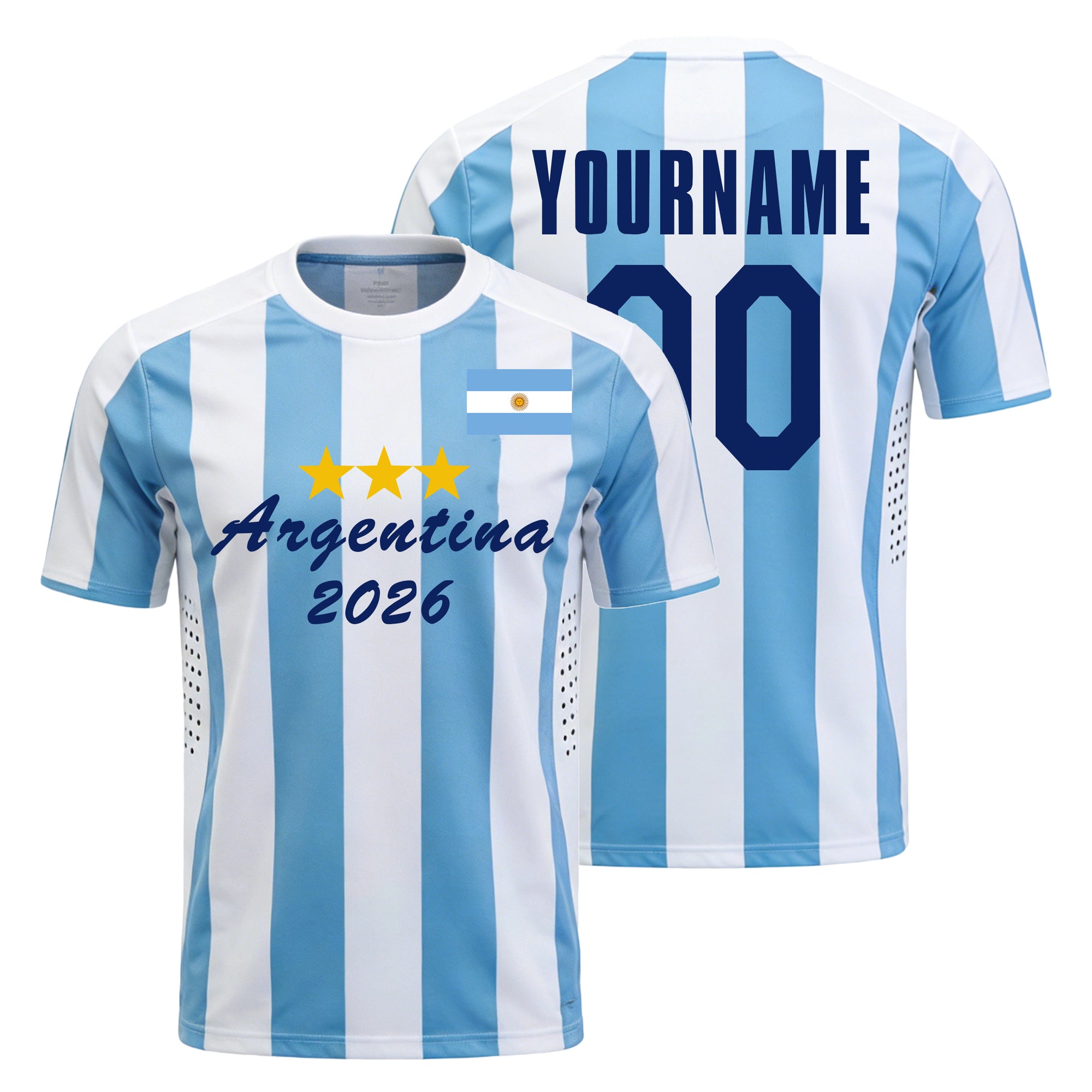 Custom Argentina Soccer Jersey – Personalized Name & Number Football Shirt:2026 Cup Kids Youths Mens Womens Fans