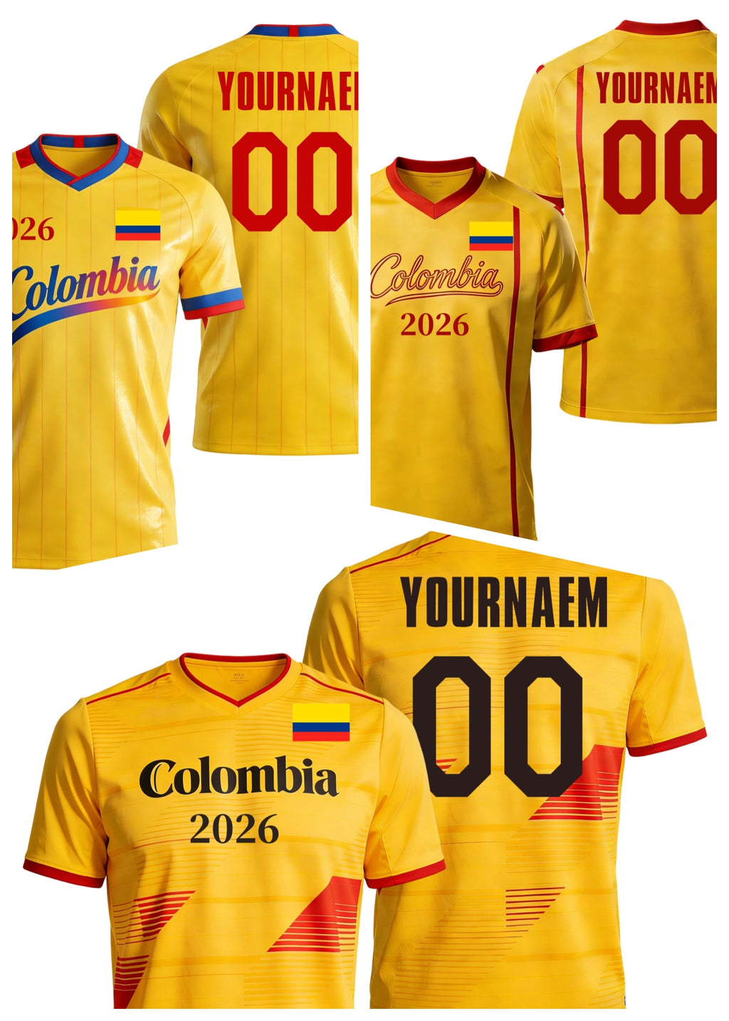 Custom Colombia Soccer Jersey – Personalized Name & Number Football Shirt:2026 Cup Kids Youths Mens Womens Fans