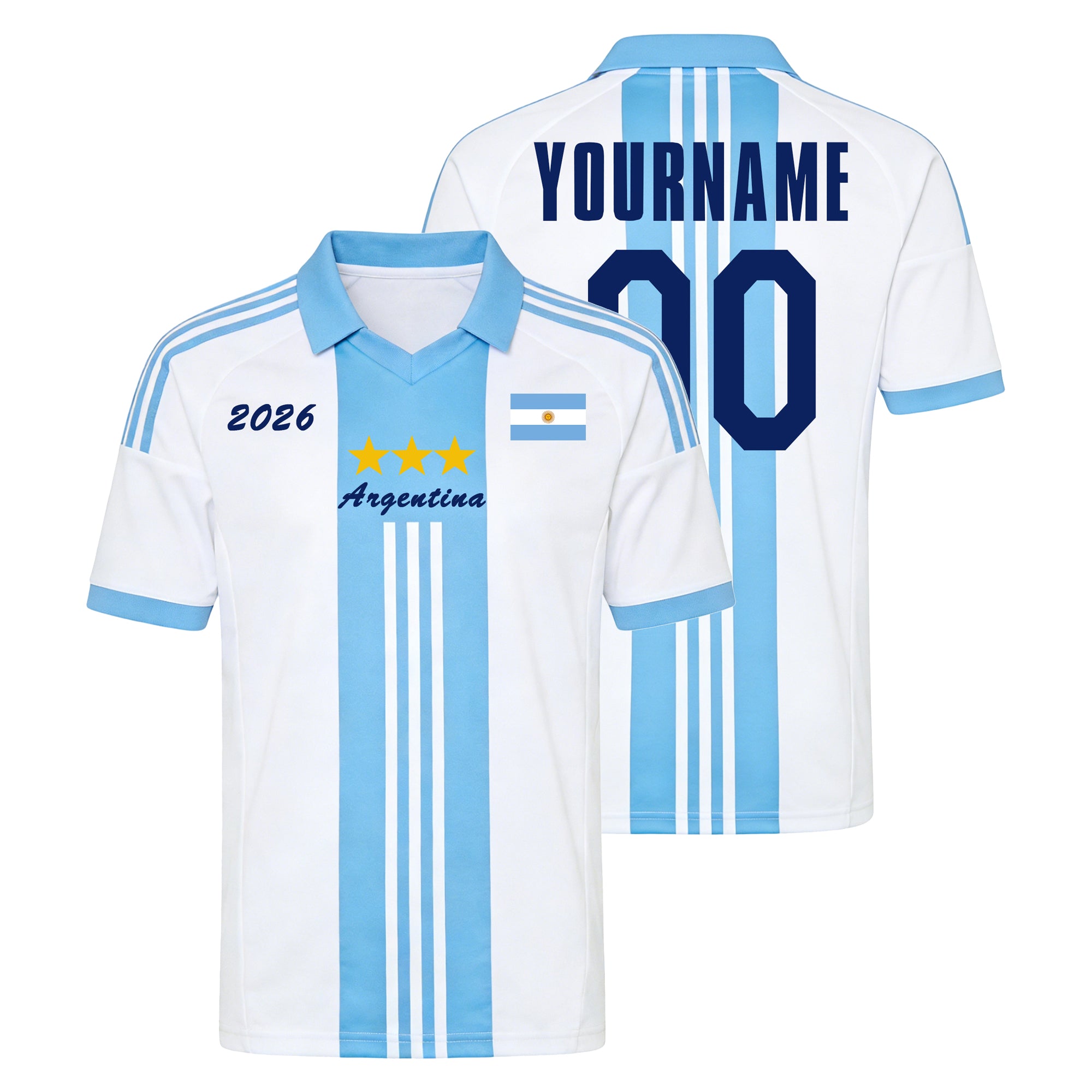Custom Argentina Soccer Jersey – Personalized Name & Number Football Shirt:2026 Cup Kids Youths Mens Womens Fans