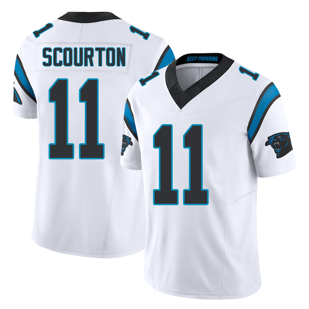 Carolina #11 Scourton Player Football V Neck Short Sleeve White Jersey Nic For Men Youth Women Gift