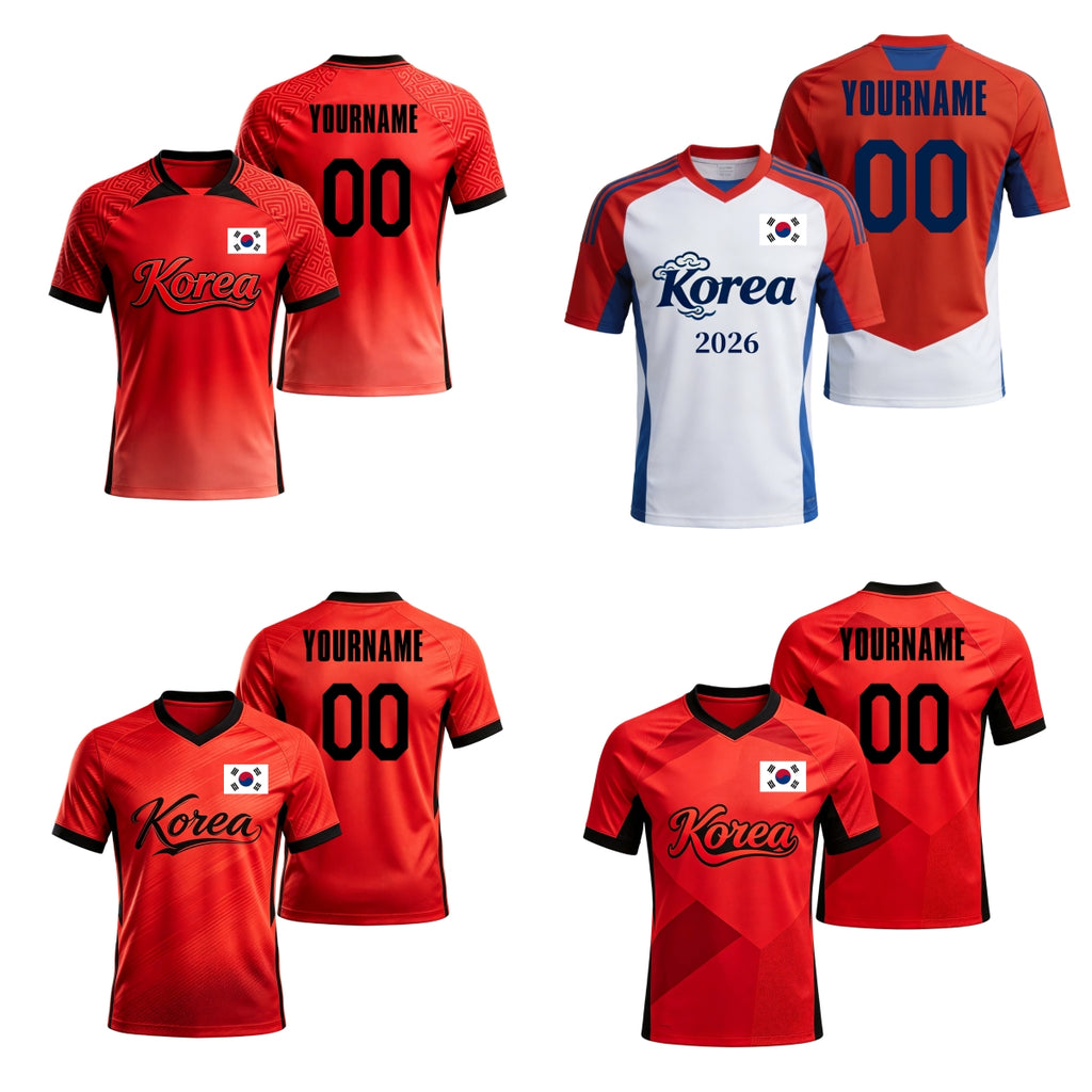 Custom Korea Soccer Jersey – Personalized Name & Number Football Shirt:2026 Cup Kids Youths Mens Womens Fans
