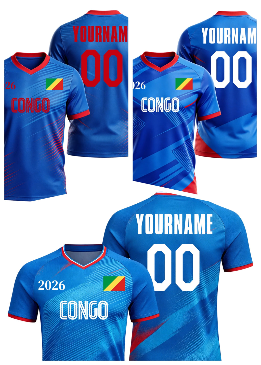 Custom Congo Soccer Jersey – Personalized Name & Number Football Shirt:2026 Cup Kids Youths Mens Womens Fans