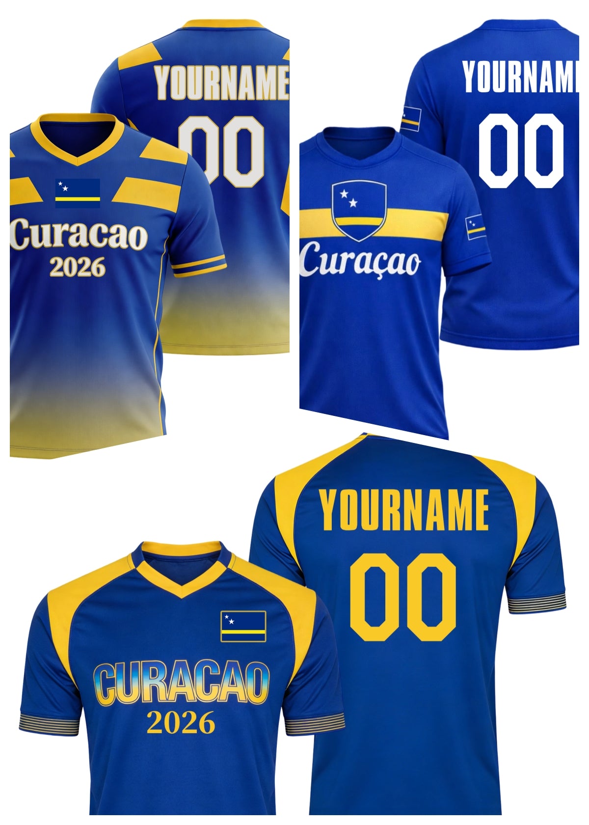 Custom Curaçao Soccer Jersey – Personalized Name & Number Football Shirt:2026 Cup Kids Youths Mens Womens Fans