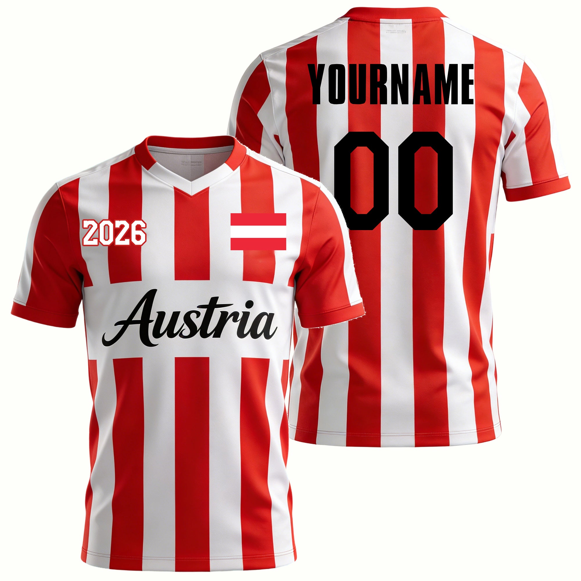 Custom Austria Soccer Jersey – Personalized Name & Number Football Shirt:2026 Cup Kids Youths Mens Womens Fans