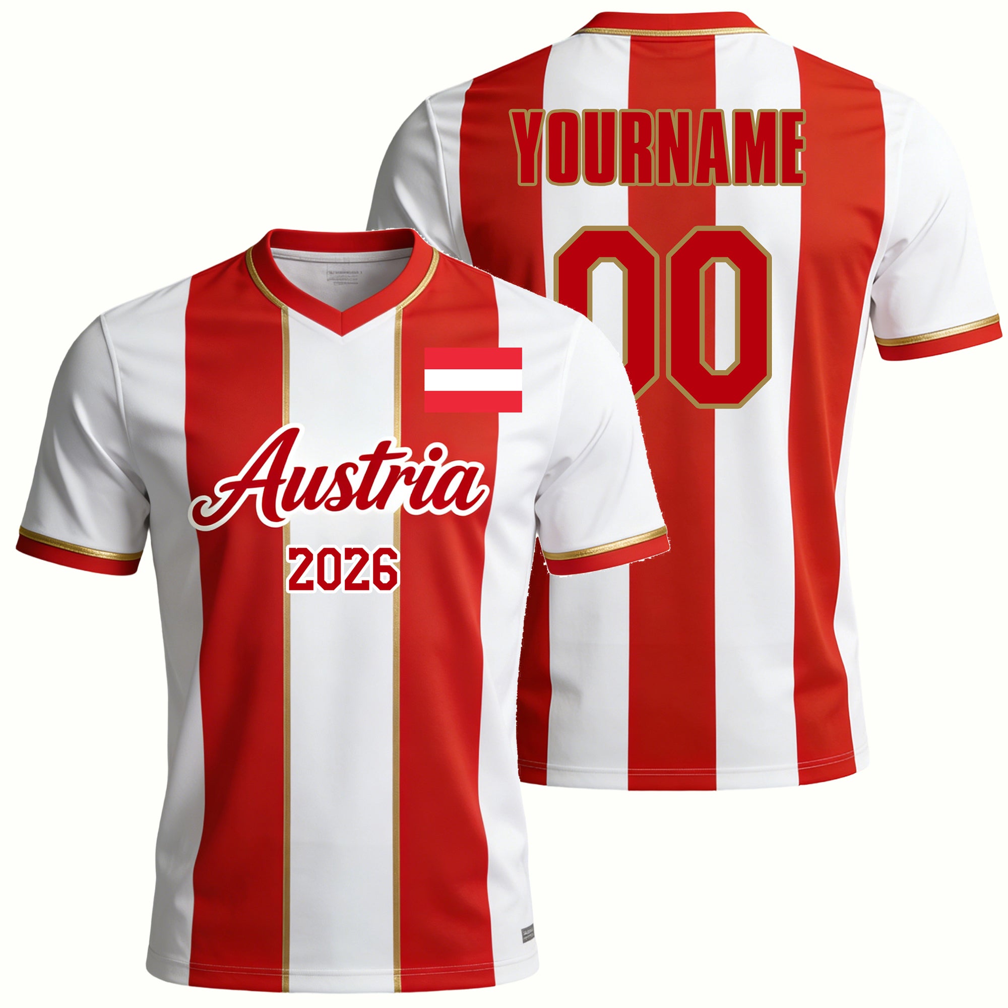 Custom Austria Soccer Jersey – Personalized Name & Number Football Shirt:2026 Cup Kids Youths Mens Womens Fans