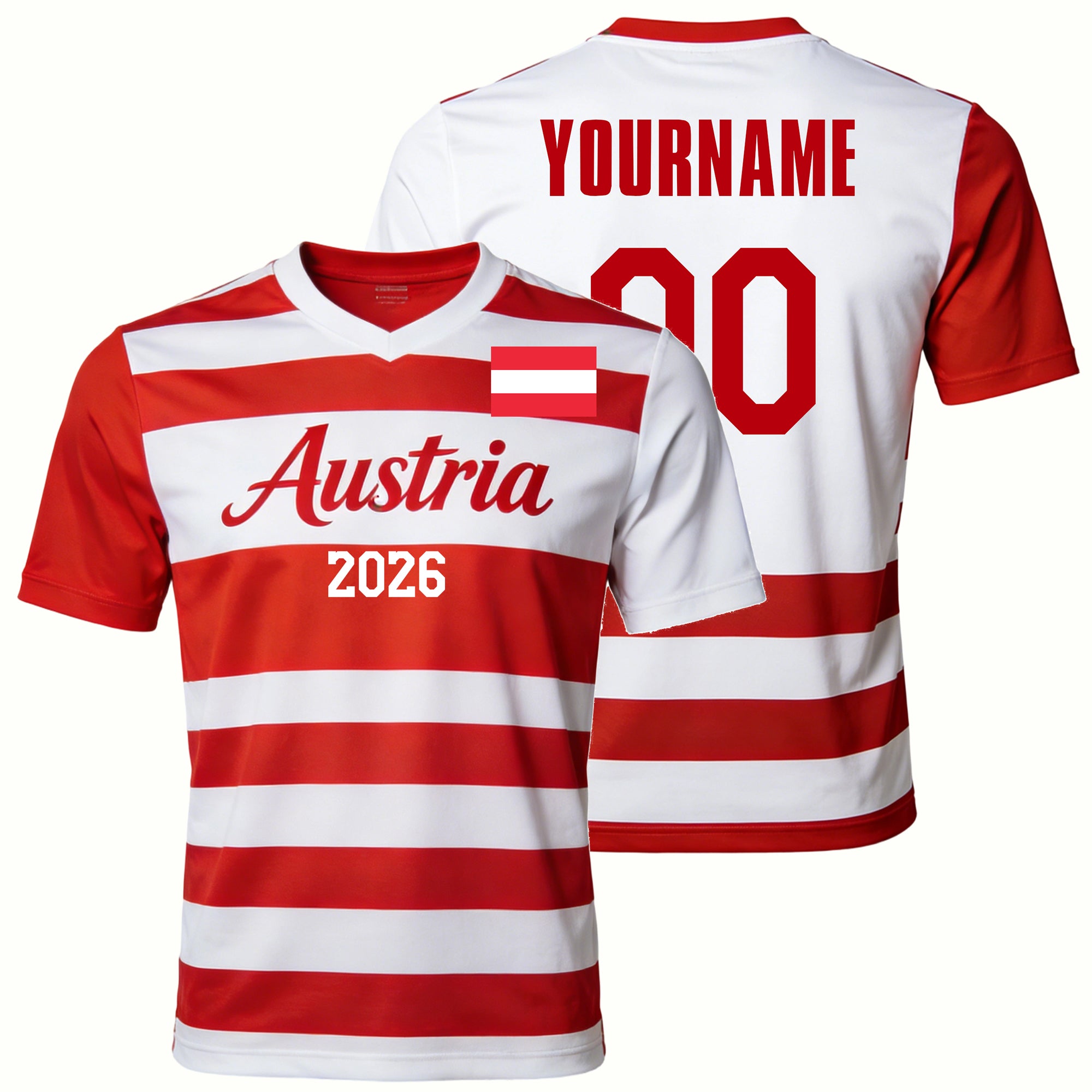Custom Austria Soccer Jersey – Personalized Name & Number Football Shirt:2026 Cup Kids Youths Mens Womens Fans