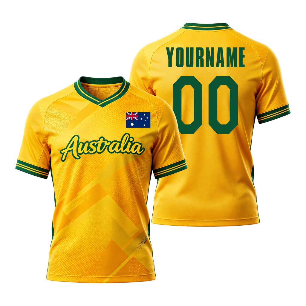 Custom Australia Soccer Jersey – Personalized Name & Number Football Shirt:2026 Cup Kids Youths Mens Womens Fans