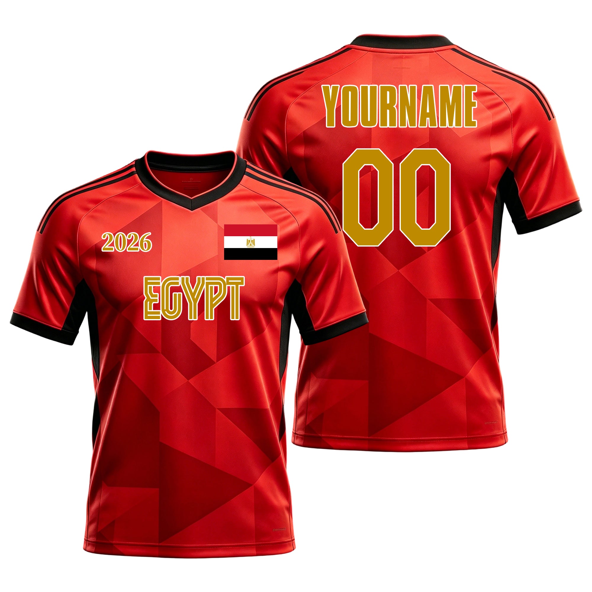 Custom Egypt Soccer Jersey – Personalized Name & Number Football Shirt:2026 Cup Kids Youths Mens Womens Fans
