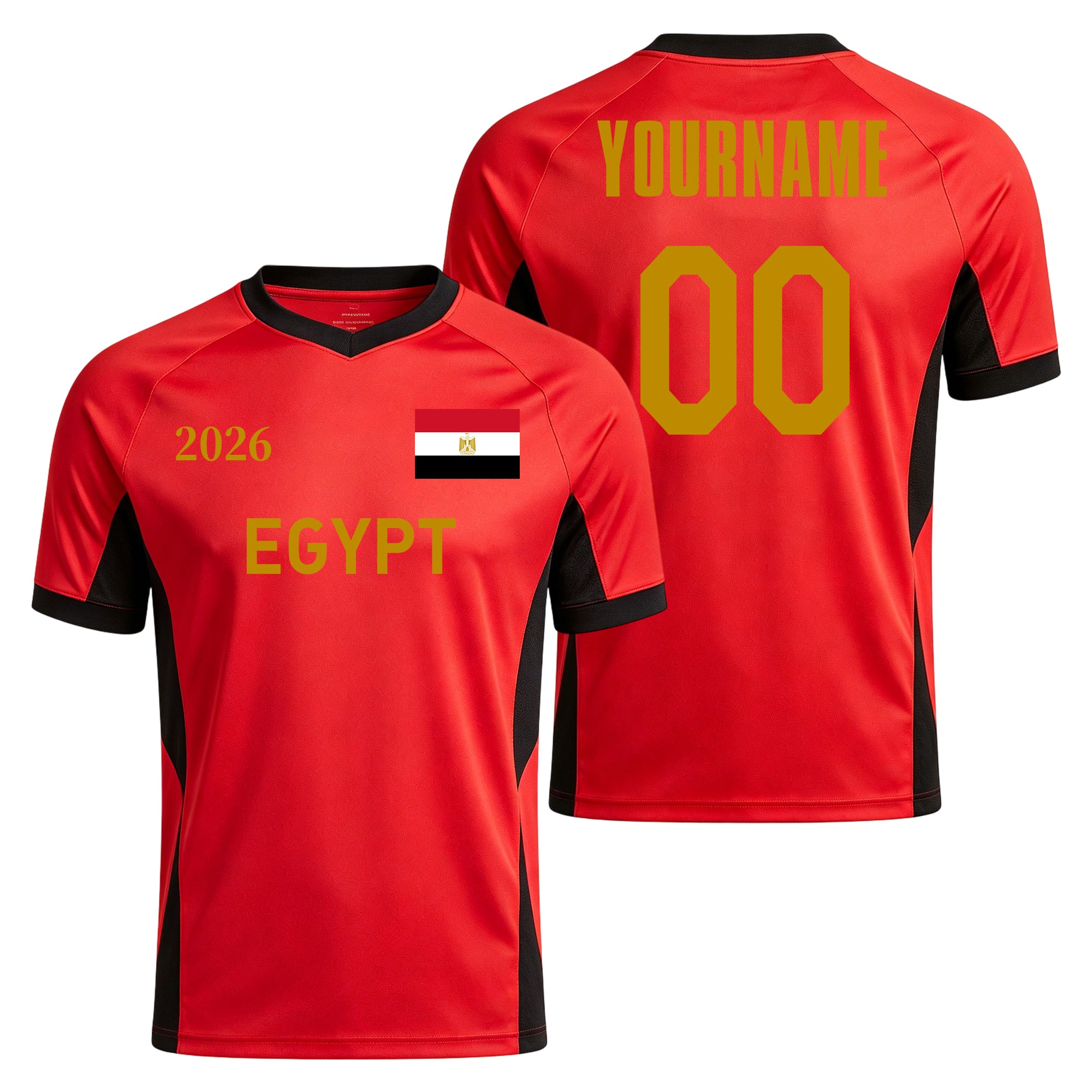 Custom Egypt Soccer Jersey – Personalized Name & Number Football Shirt:2026 Cup Kids Youths Mens Womens Fans