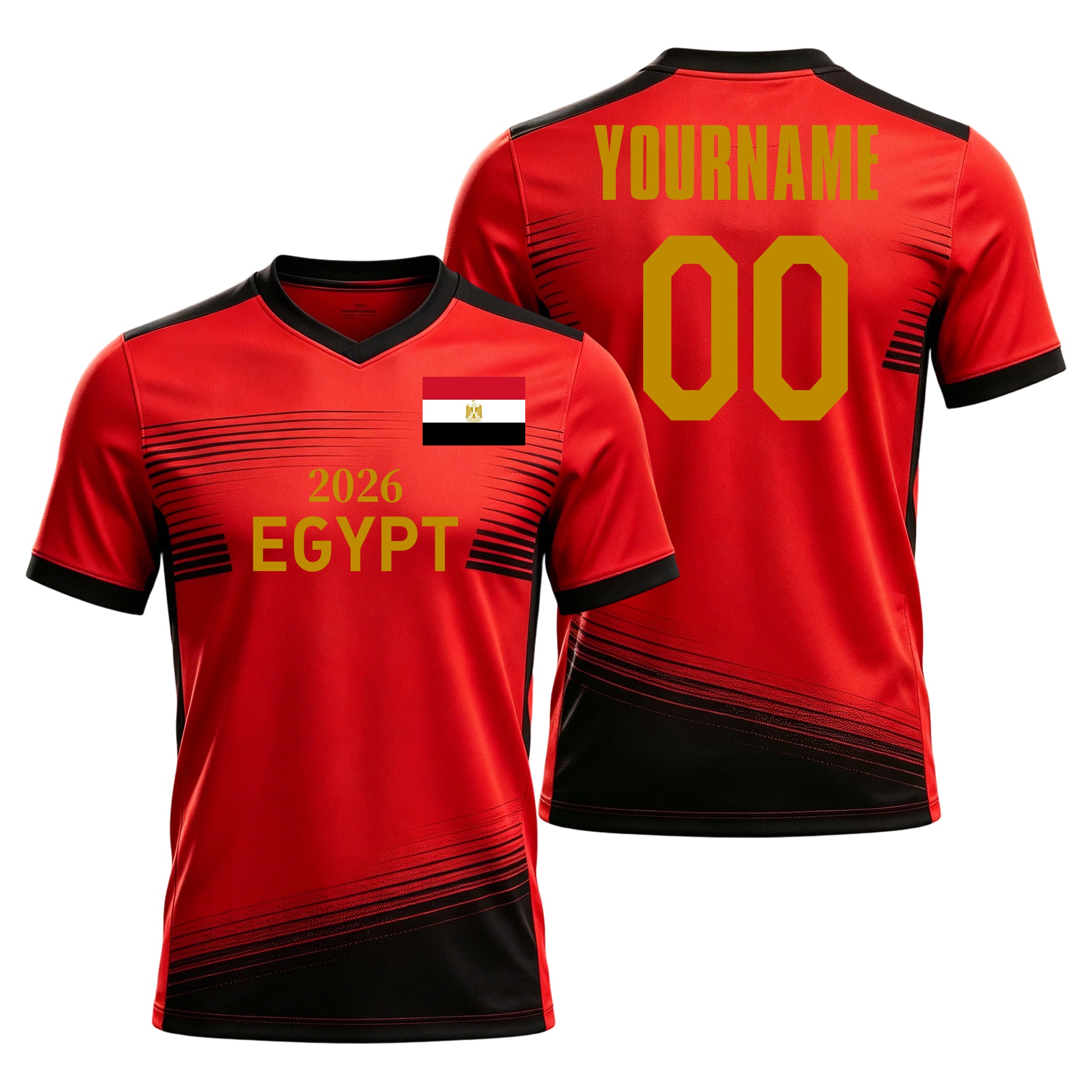 Custom Egypt Soccer Jersey – Personalized Name & Number Football Shirt:2026 Cup Kids Youths Mens Womens Fans