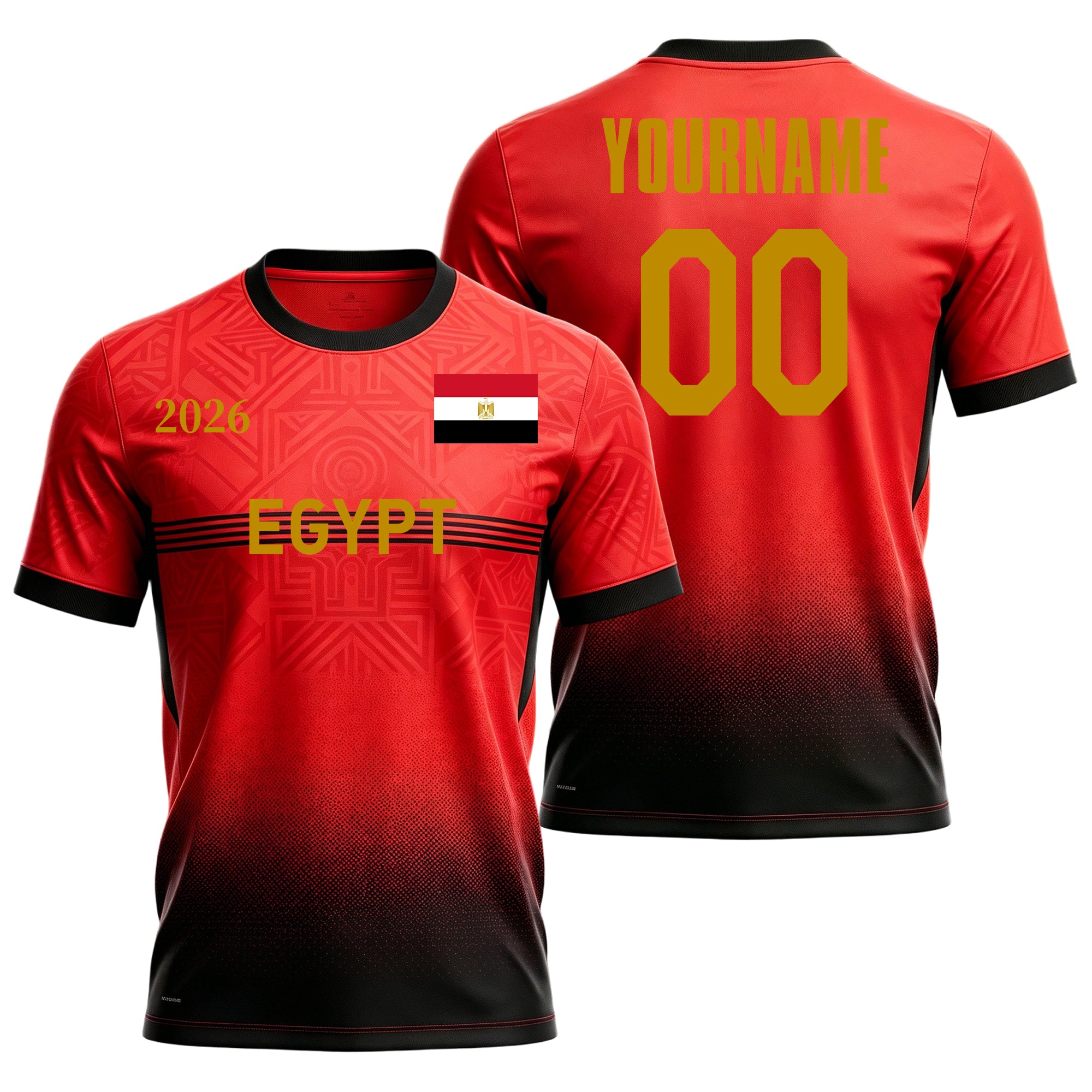 Custom Egypt Soccer Jersey – Personalized Name & Number Football Shirt:2026 Cup Kids Youths Mens Womens Fans