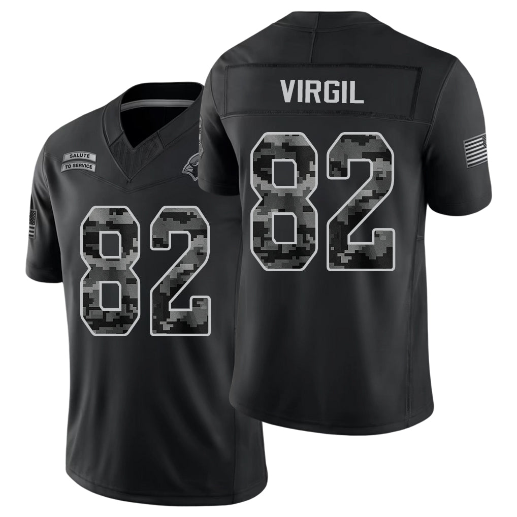 Arizona #82 Virgil Player Football V Neck Short Sleeve Black Jersey Reggie For Men Youth Women Gift