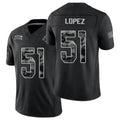 Arizona #51 Lopez Player Football V Neck Short Sleeve Black Jersey Roy For Men Youth Women Gift