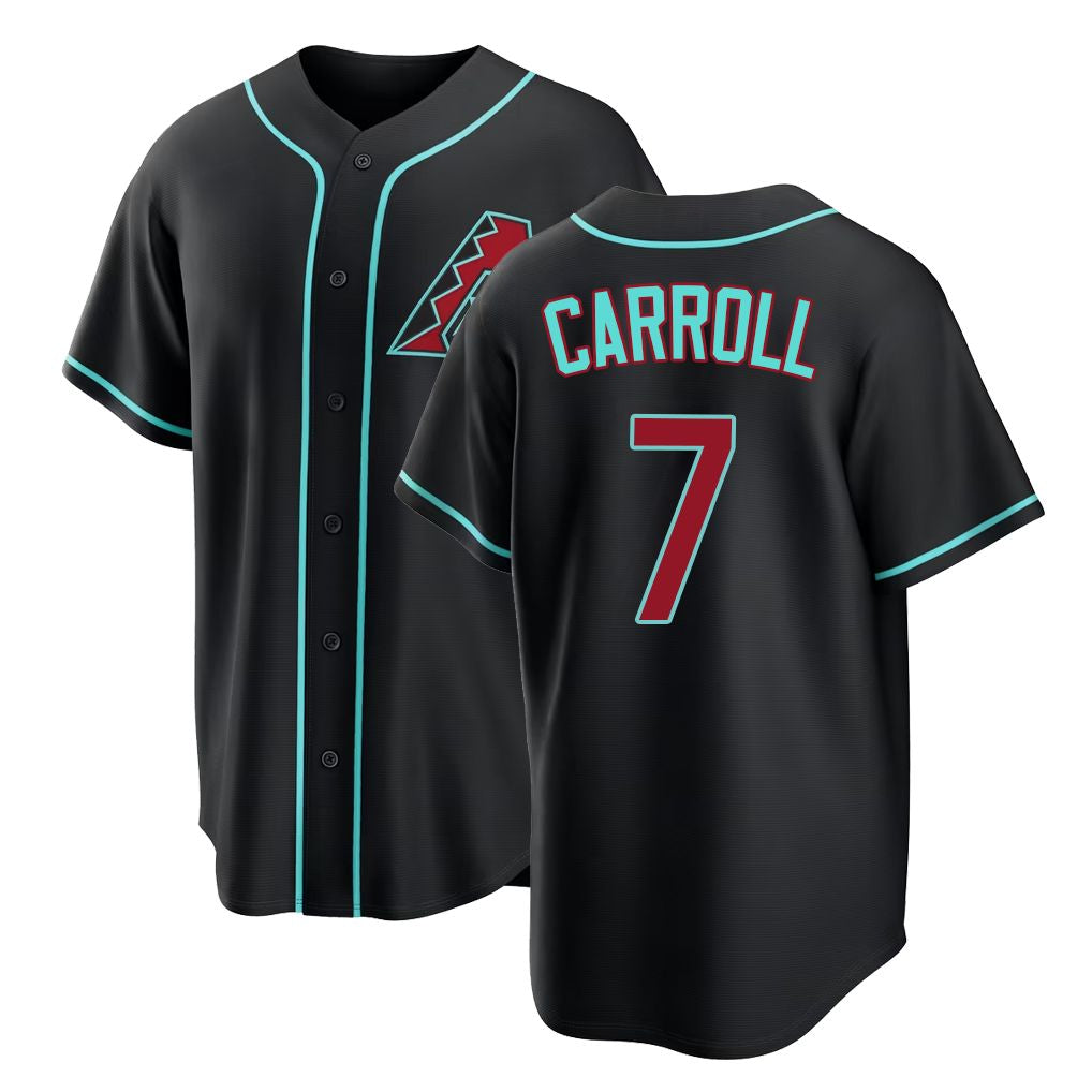 Arizona #7 Carroll Player Baseball Short Sleeve Black Jersey Corbin For Men Women Youth Gift