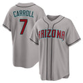 Arizona #7 Carroll Player Baseball Short Sleeve Gray Jersey Corbin For Men Women Youth Gift