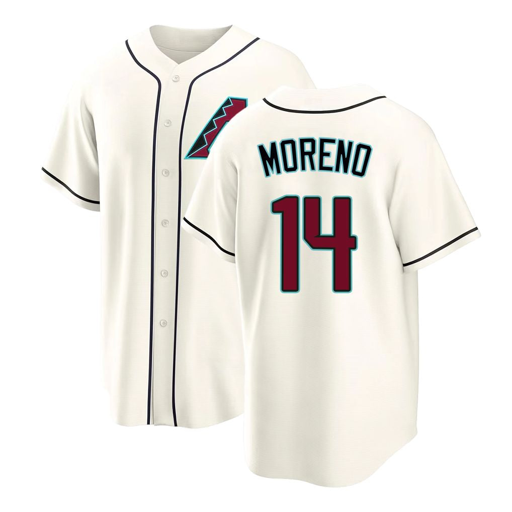 Arizona #14 Moreno Player Baseball Short Sleeve Cream Jersey Gabriel For Men Women Youth Gift