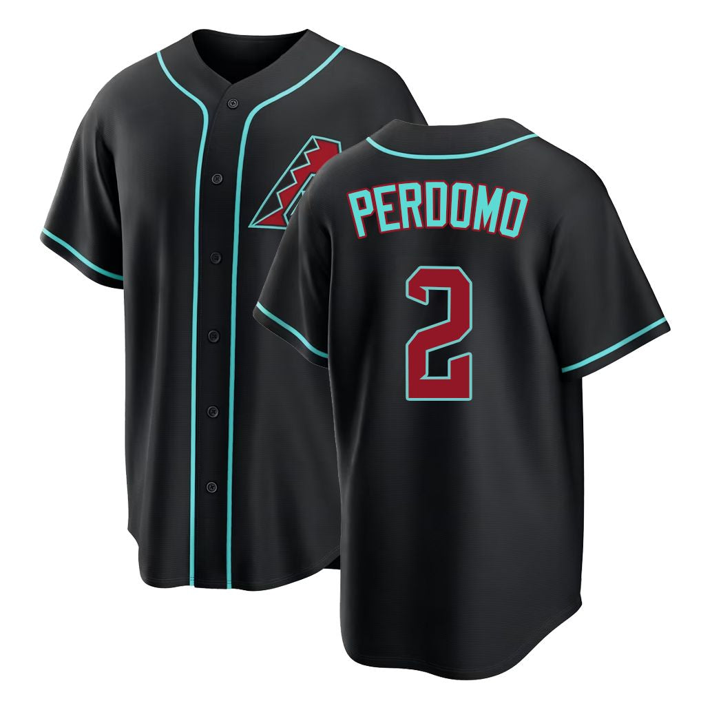 Arizona #2 Perdomo Player Baseball Short Sleeve Black Jersey Geraldo For Men Women Youth Gift