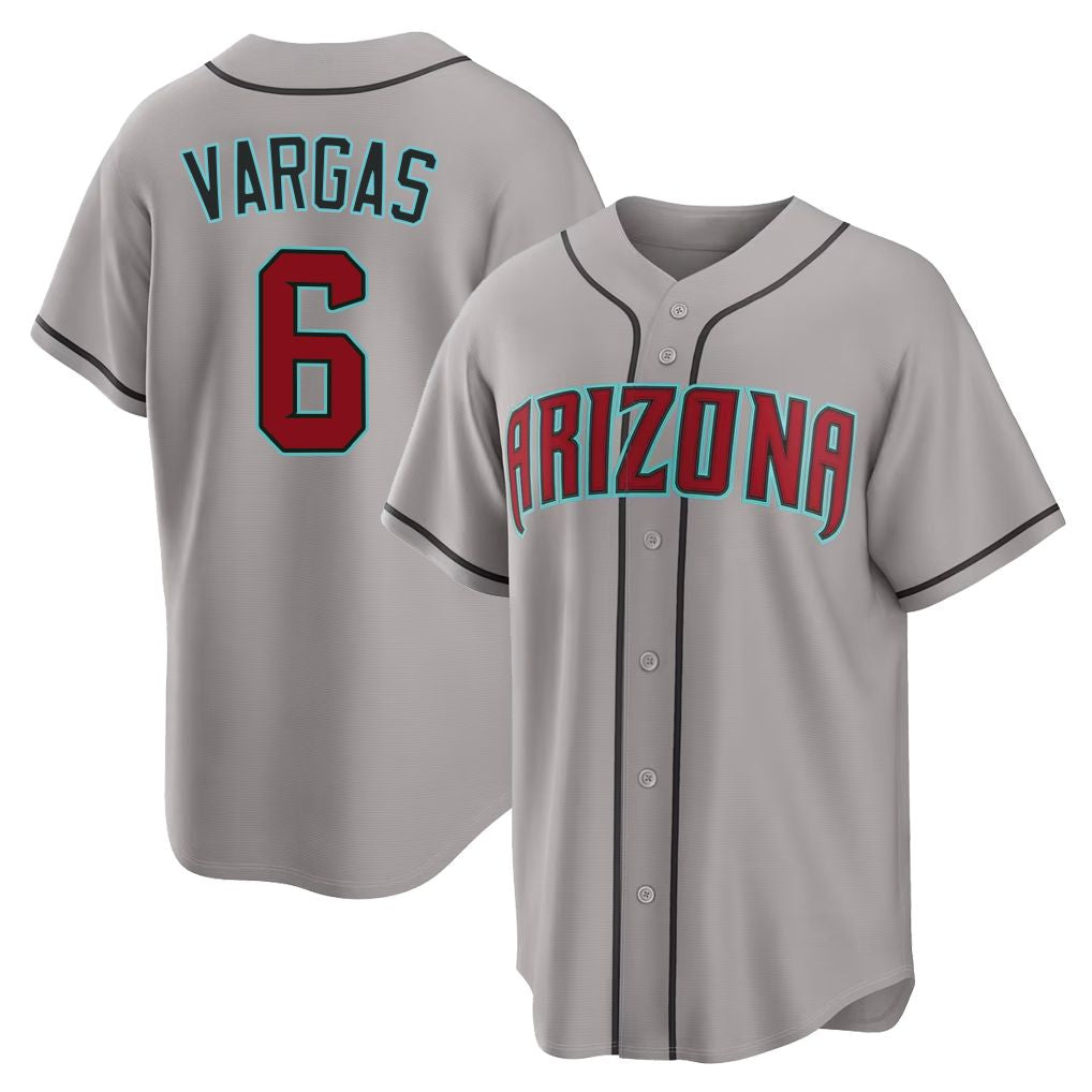 Arizona #6 Vargas Player Baseball Short Sleeve Gray Jersey Iidemaro For Men Women Youth Gift