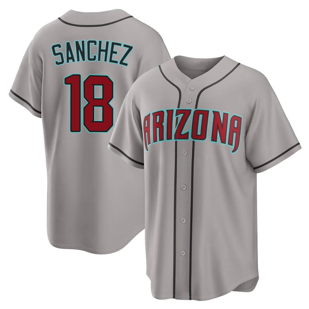 Arizona #18 SAnchez Player Baseball Short Sleeve Gray Jersey JesUs For Men Women Youth Gift