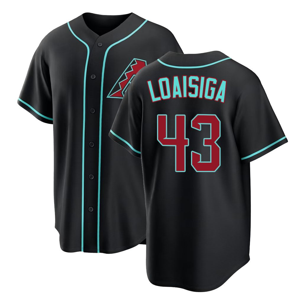 Arizona #43 LoAisiga Player Baseball Short Sleeve Black Jersey Jonathan For Men Women Youth Gift