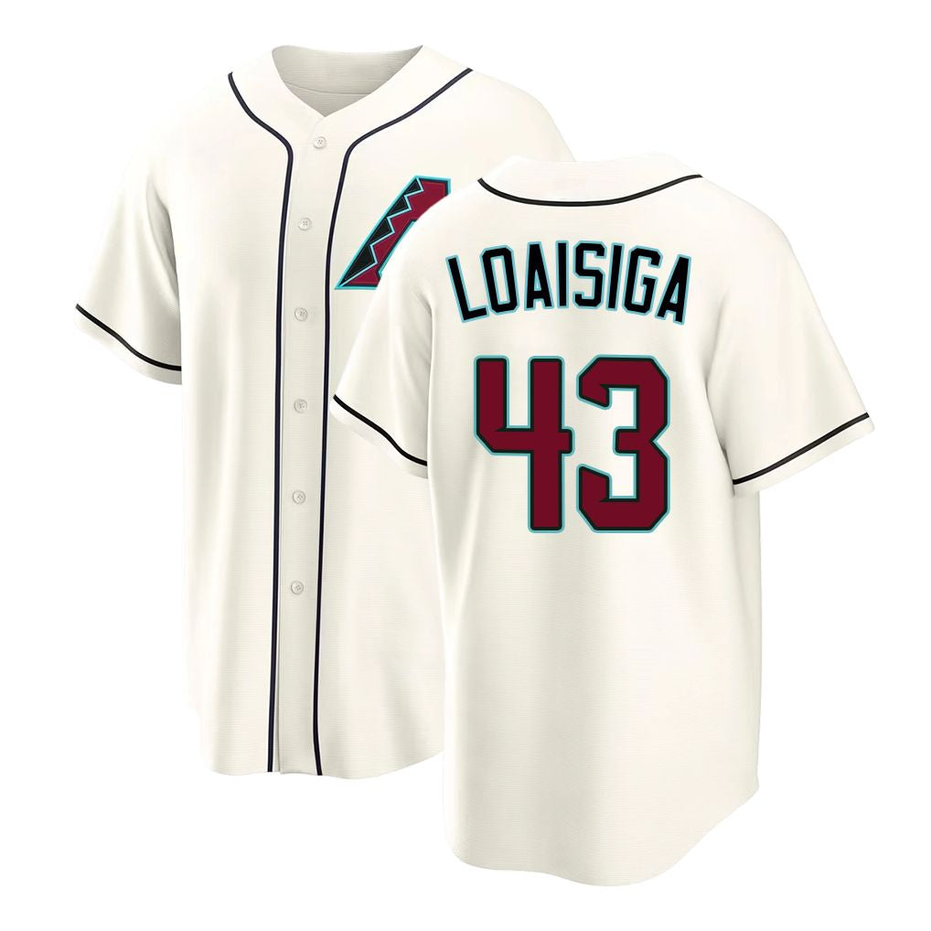Arizona #43 LoAisiga Player Baseball Short Sleeve Cream Jersey Jonathan For Men Women Youth Gift