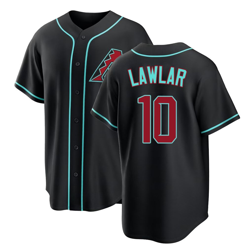 Arizona #10 Lawlar Player Baseball Short Sleeve Black Jersey Jordan For Men Women Youth Gift