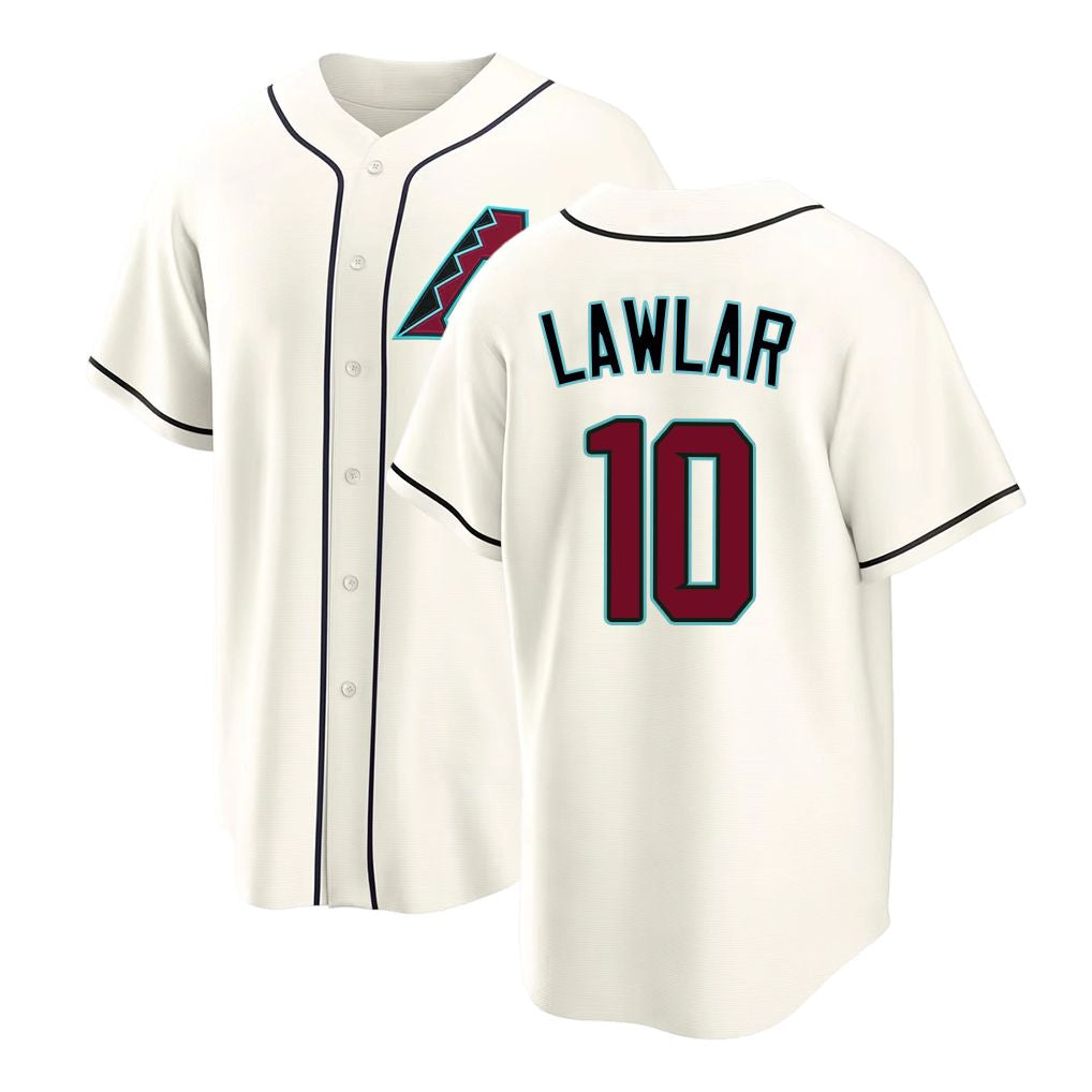 Arizona #10 Lawlar Player Baseball Short Sleeve Cream Jersey Jordan For Men Women Youth Gift