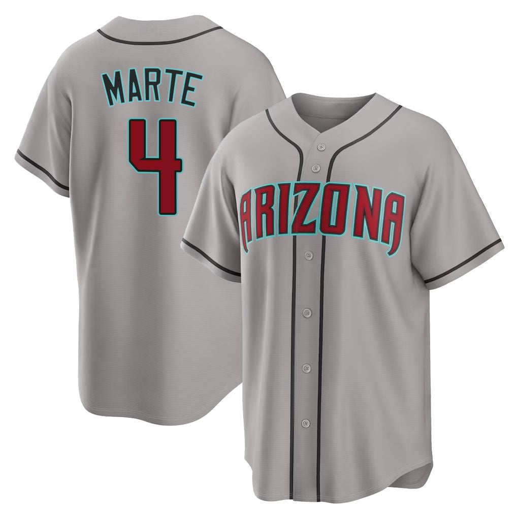 Arizona #4 Marte Player Baseball Short Sleeve Gray Jersey Ketel For Men Women Youth Gift