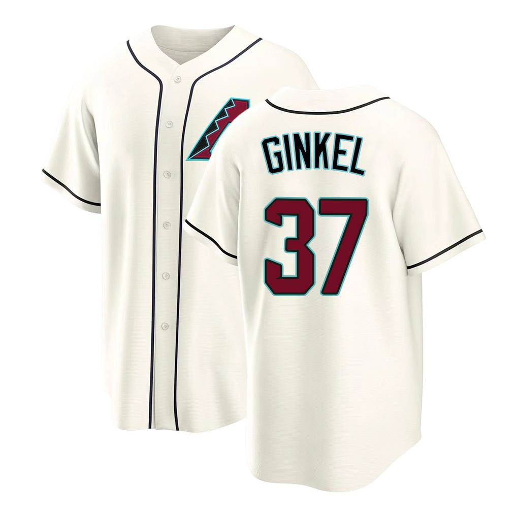 Arizona #37 Ginkel Player Baseball Short Sleeve Cream Jersey Kevin For Men Women Youth Gift