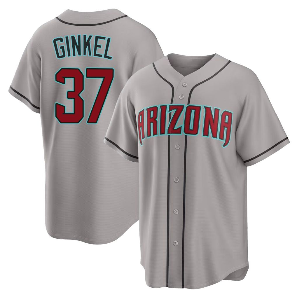 Arizona #37 Ginkel Player Baseball Short Sleeve Gray Jersey Kevin For Men Women Youth Gift