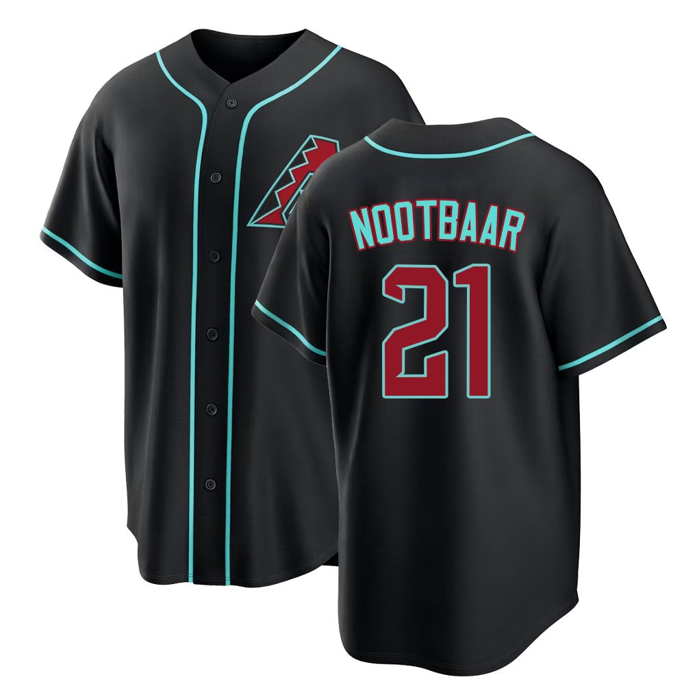 Arizona #21 Nootbaar Player Baseball Short Sleeve Black Jersey Lars For Men Women Youth Gift