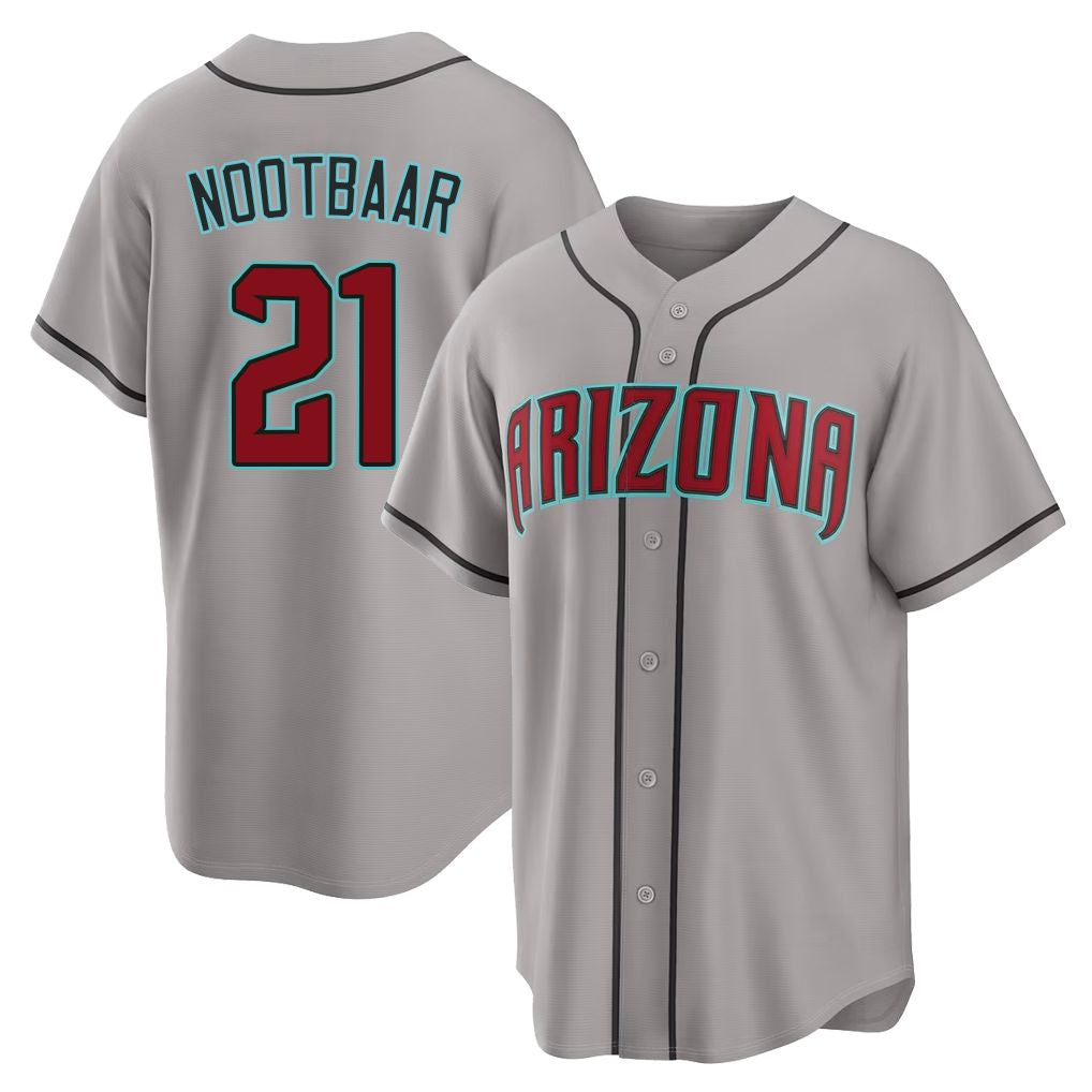 Arizona #21 Nootbaar Player Baseball Short Sleeve Gray Jersey Lars For Men Women Youth Gift
