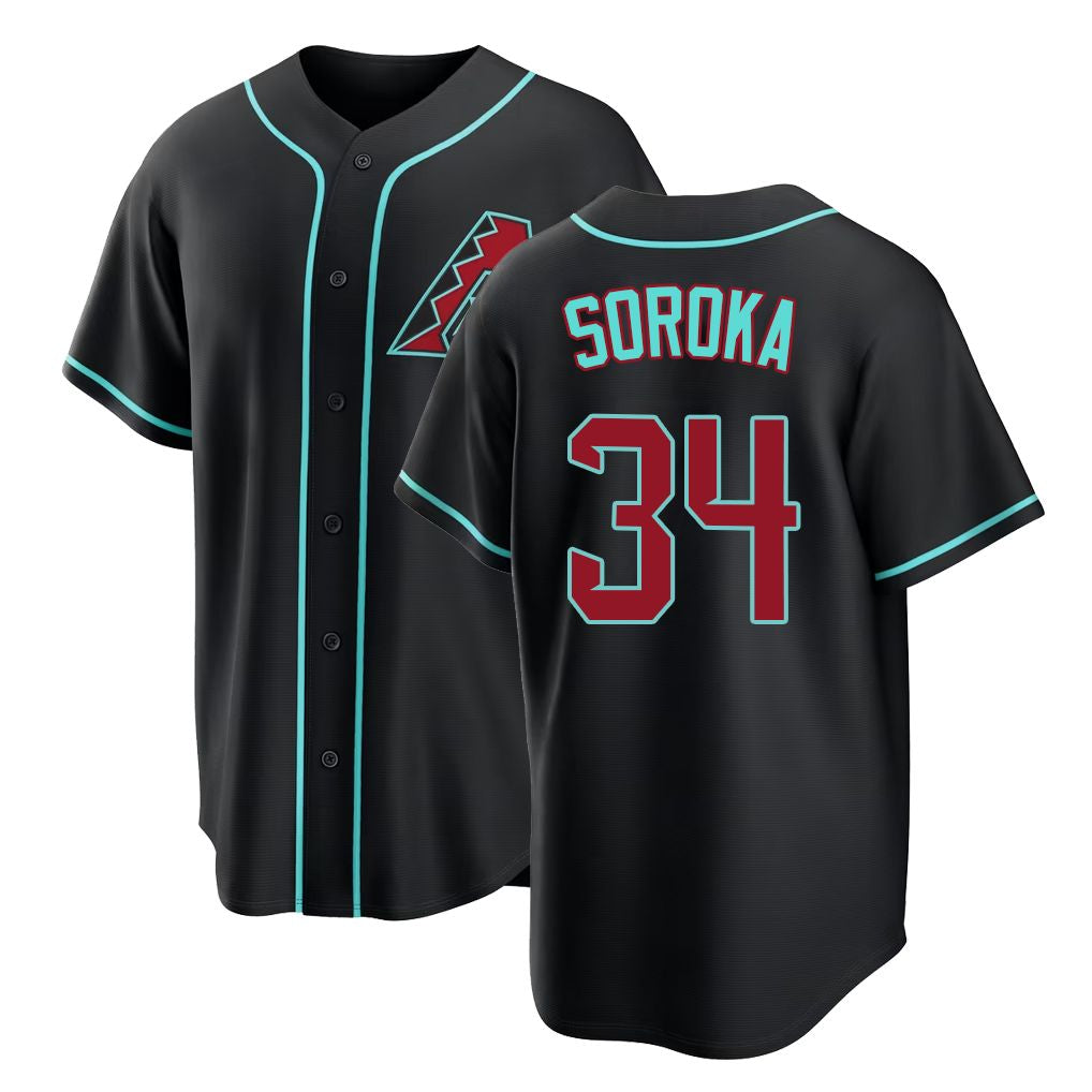 Arizona #34 Soroka Player Baseball Short Sleeve Black Jersey Michael For Men Women Youth Gift