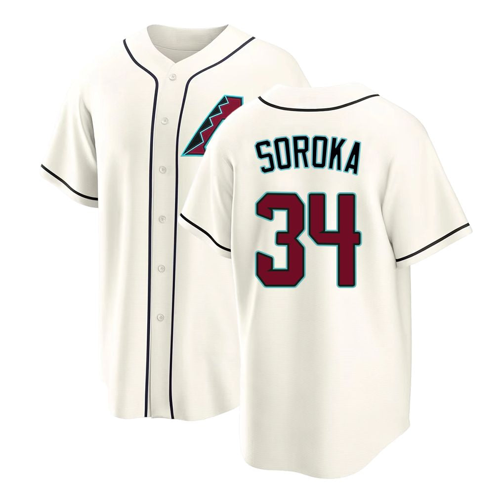 Arizona #34 Soroka Player Baseball Short Sleeve Cream Jersey Michael For Men Women Youth Gift