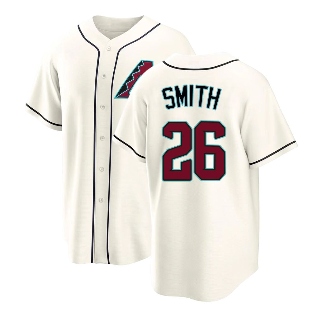 Arizona #26 Smith Player Baseball Short Sleeve Cream Jersey Pavin For Men Women Youth Gift