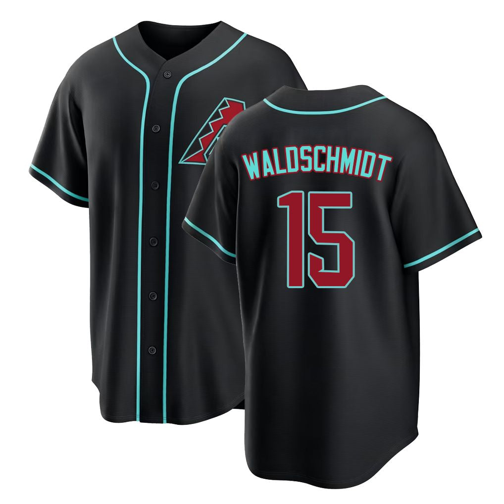 Arizona #15 Waldschmidt Player Baseball Short Sleeve Black Jersey Ryan For Men Women Youth Gift