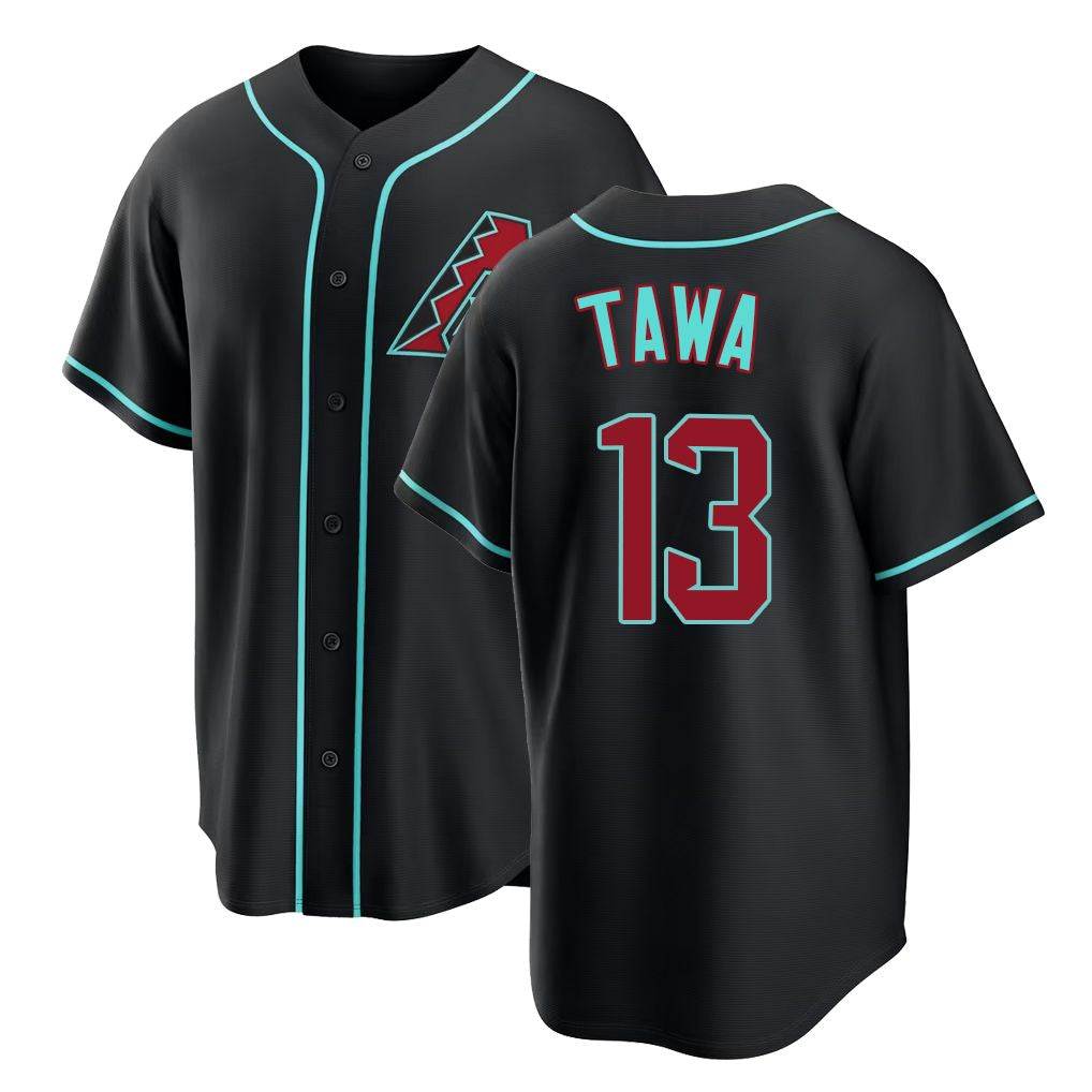 Arizona #13 Tawa Player Baseball Short Sleeve Black Jersey Tim For Men Women Youth Gift