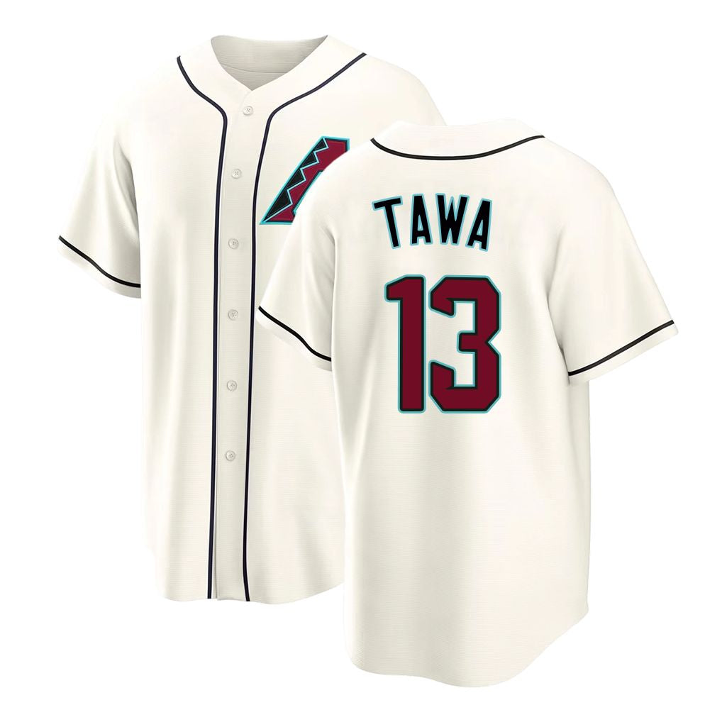 Arizona #13 Tawa Player Baseball Short Sleeve Cream Jersey Tim For Men Women Youth Gift