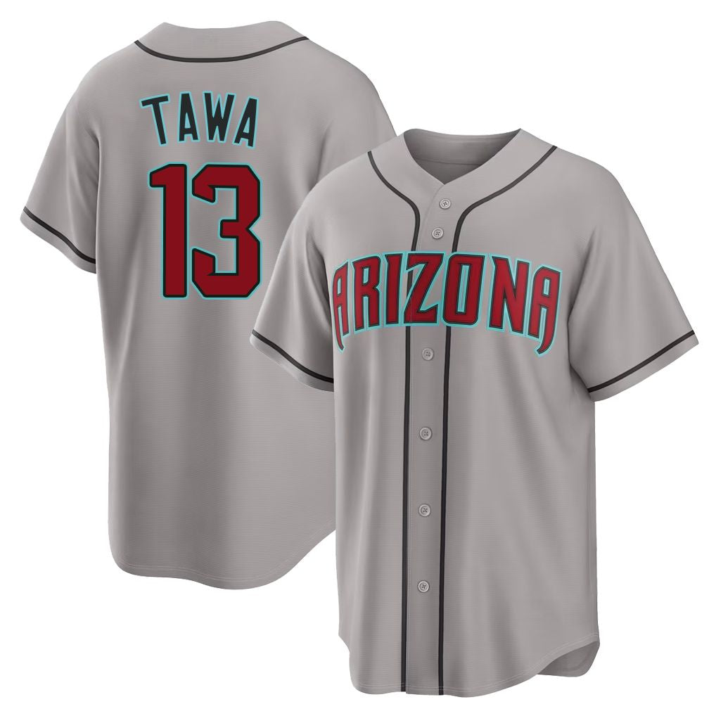 Arizona #13 Tawa Player Baseball Short Sleeve Gray Jersey Tim For Men Women Youth Gift