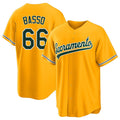 West Sacramento #66 Basso Player Baseball Short Sleeve Gold Jersey Brady For Men Women Youth Gift
