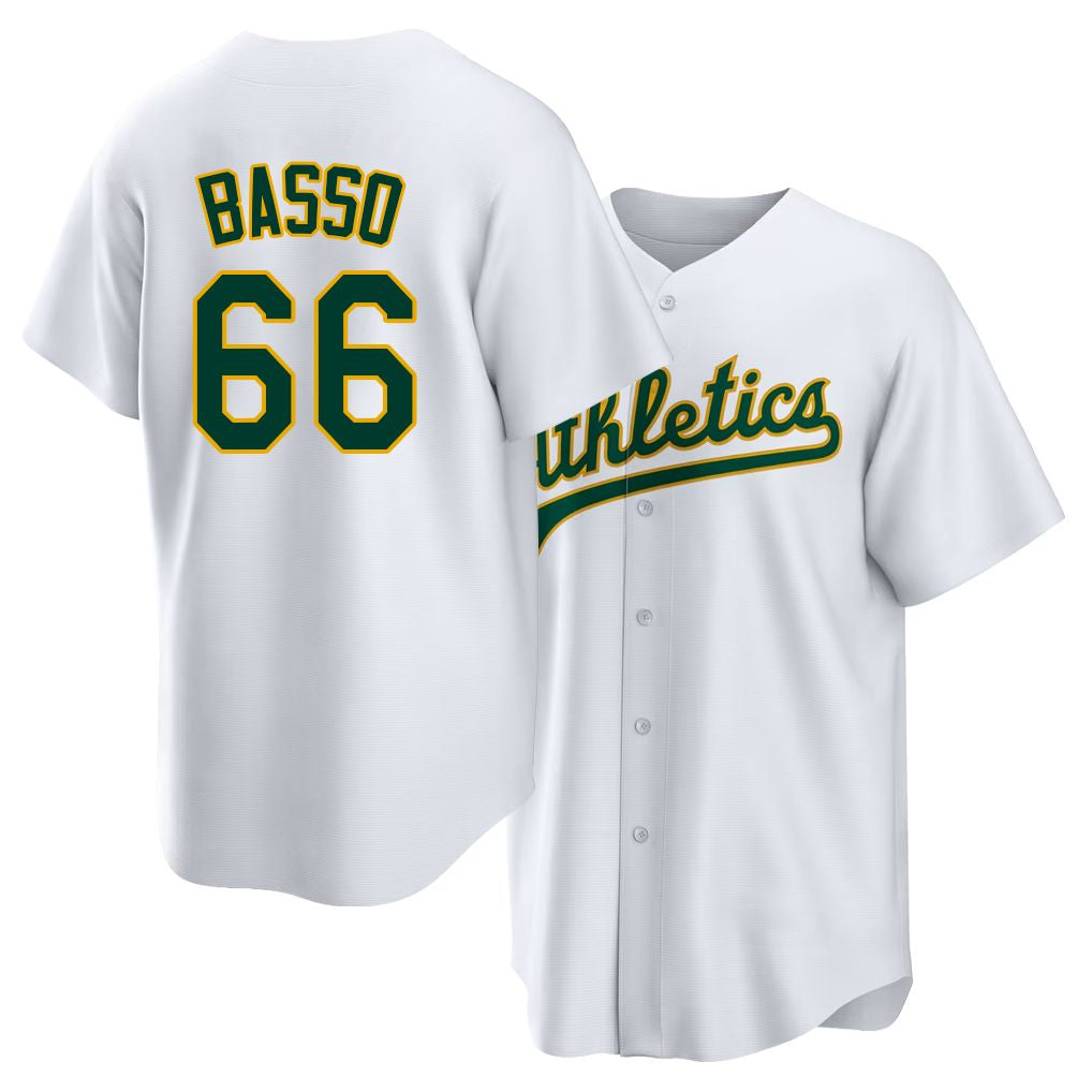 West Sacramento #66 Basso Player Baseball Short Sleeve White Jersey Brady For Men Women Youth Gift
