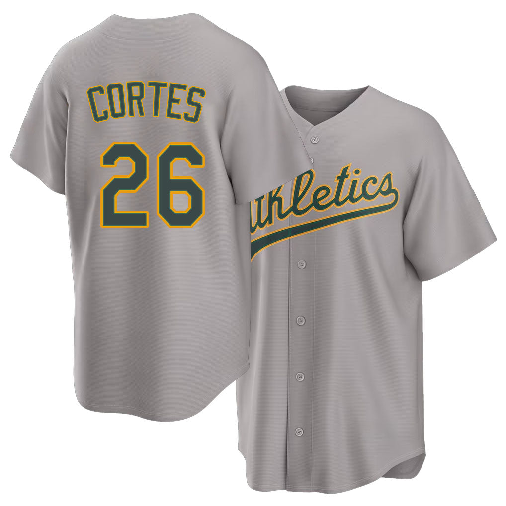 West Sacramento #26 Cortes Player Baseball Short Sleeve Gray Jersey Carlos For Men Women Youth Gift