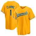 West Sacramento #1 Clarke Player Baseball Short Sleeve Gold Jersey Danzel For Men Women Youth Gift