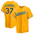West Sacramento #37 Alvarado Player Baseball Short Sleeve Gold Jersey Elvis For Men Women Youth Gift