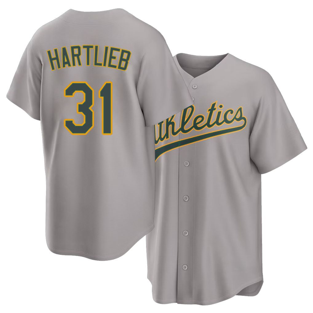West Sacramento #31 Hartlieb Player Baseball Short Sleeve Gray Jersey Geoff For Men Women Youth Gift
