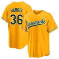 West Sacramento #36 Harris Player Baseball Short Sleeve Gold Jersey Hogan For Men Women Youth Gift